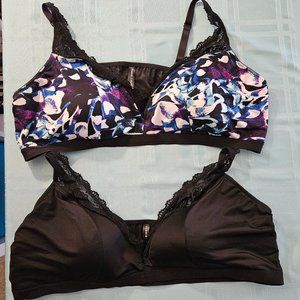 Two "Lightly Lined Microfiber Plunge Bralette" - USED, Size 5